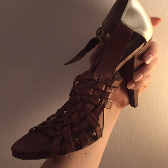 Miss Sixty Brown and Gold Heels - Picture 4 of 8